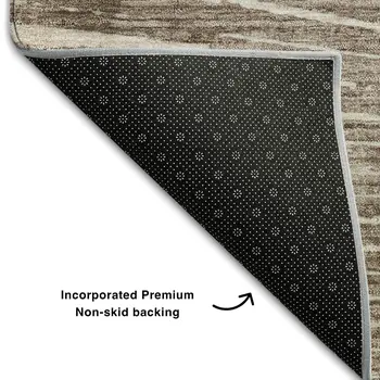 5' X 8' Taupe And Ivory Geometric Washable Area Rug With UV Protection