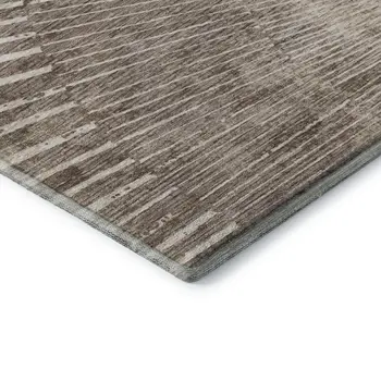 5' X 8' Taupe And Ivory Geometric Washable Area Rug With UV Protection