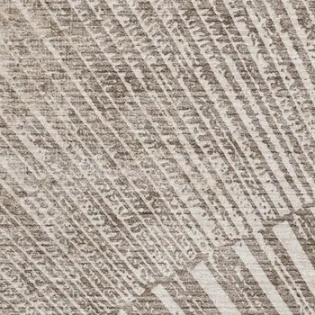5' X 8' Taupe And Ivory Geometric Washable Area Rug With UV Protection