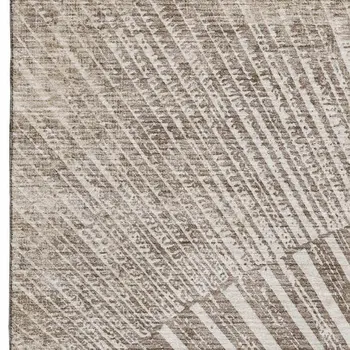 5' X 8' Taupe And Ivory Geometric Washable Area Rug With UV Protection