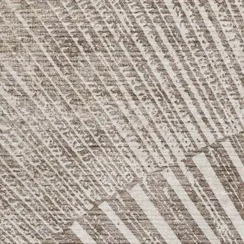 9' X 12' Taupe And Ivory Geometric Washable Area Rug With UV Protection