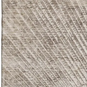 10' X 14' Taupe And Ivory Geometric Washable Area Rug With UV Protection