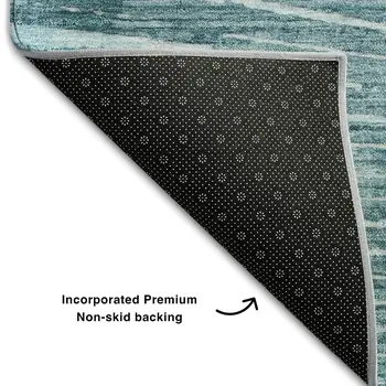 5' X 8' Teal And Ivory Geometric Washable Area Rug With UV Protection