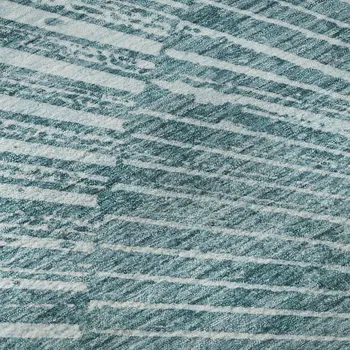 5' X 8' Teal And Ivory Geometric Washable Area Rug With UV Protection