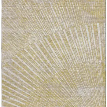 3' X 5' Wheat And Beige Geometric Washable Area Rug With UV Protection