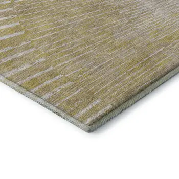 8' Wheat And Beige Geometric Washable Round Rug With UV Protection