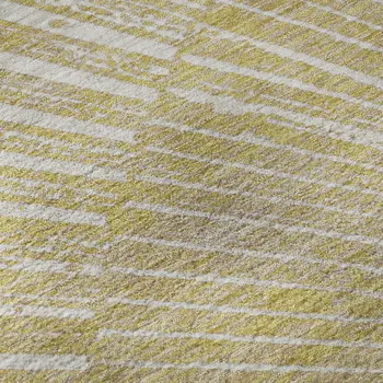 8' Wheat And Beige Geometric Washable Round Rug With UV Protection