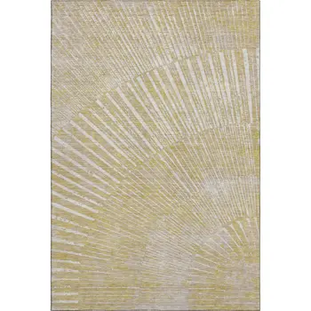 8' X 10' Wheat And Beige Geometric Washable Area Rug With UV Protection