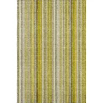 8' X 10' Gold And Ivory Striped Washable Area Rug With UV Protection