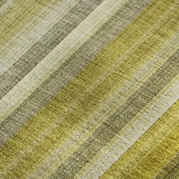 10' X 14' Gold And Ivory Striped Washable Area Rug With UV Protection