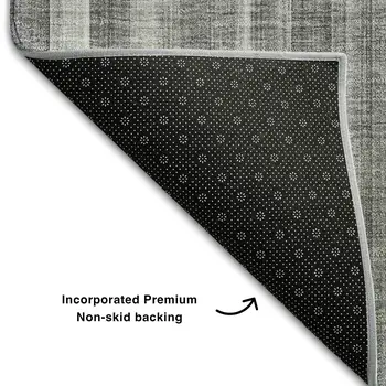 8' Gray And Ivory Striped Washable Round Rug With UV Protection
