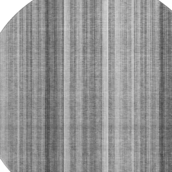 8' Gray And Ivory Striped Washable Round Rug With UV Protection