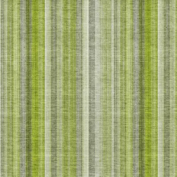 3' X 5' Green And Ivory Striped Washable Area Rug With UV Protection
