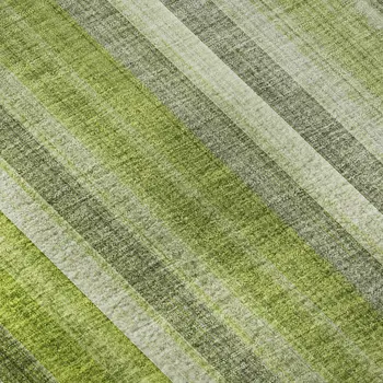 8' X 10' Green And Ivory Striped Washable Area Rug With UV Protection