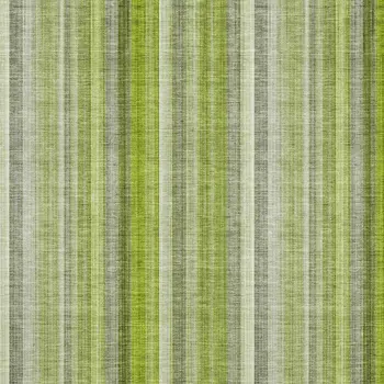 8' X 10' Green And Ivory Striped Washable Area Rug With UV Protection