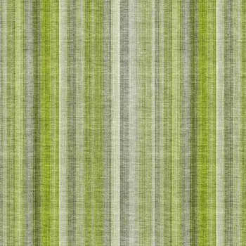 9' X 12' Green And Ivory Striped Washable Area Rug With UV Protection