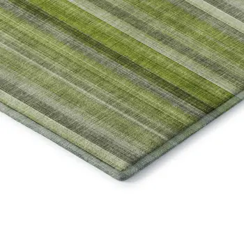 10' X 14' Green And Ivory Striped Washable Area Rug With UV Protection