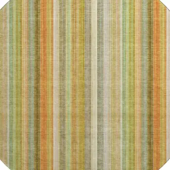 8' Khaki Orange And Beige Striped Washable Round Rug With UV Protection