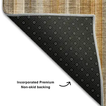 8' X 10' Rust And Gray Striped Washable Area Rug With UV Protection