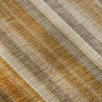8' X 10' Rust And Gray Striped Washable Area Rug With UV Protection