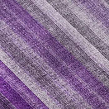 9' X 12' Purple And Ivory Striped Washable Area Rug With UV Protection