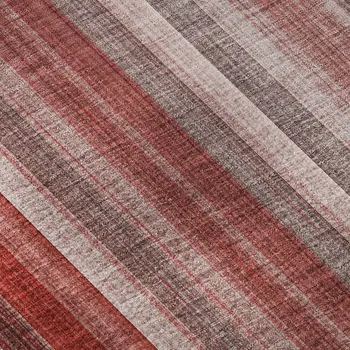 3' X 5' Red And Ivory Striped Washable Area Rug With UV Protection
