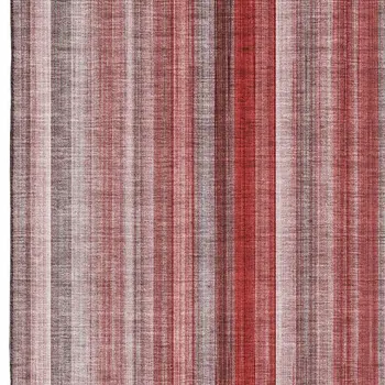 3' X 5' Red And Ivory Striped Washable Area Rug With UV Protection