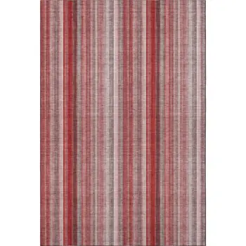10' X 14' Red And Ivory Striped Washable Area Rug With UV Protection