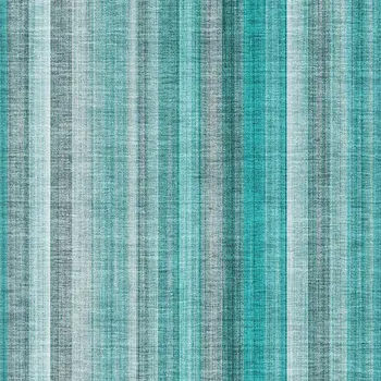 5' X 8' Teal And Ivory Striped Washable Area Rug With UV Protection