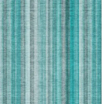 5' X 8' Teal And Ivory Striped Washable Area Rug With UV Protection