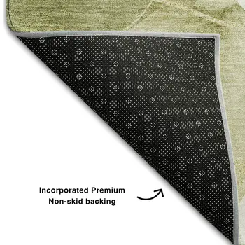 9' X 12' Green Gold And Ivory Abstract Washable Area Rug With UV Protection
