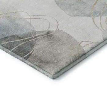10' X 14' Ivory And Beige Abstract Washable Area Rug With UV Protection
