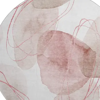 8' Merlot And Ivory Abstract Washable Round Rug With UV Protection