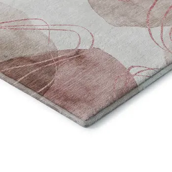 8' X 10' Merlot And Ivory Abstract Washable Area Rug With UV Protection