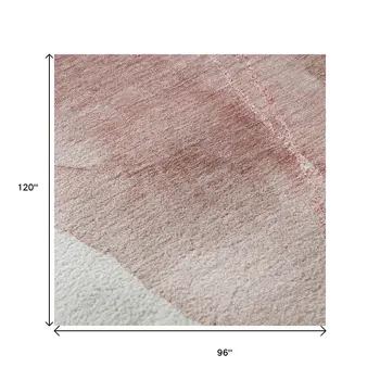 8' X 10' Merlot And Ivory Abstract Washable Area Rug With UV Protection