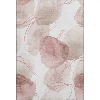 9' X 12' Merlot And Ivory Abstract Washable Area Rug With UV Protection