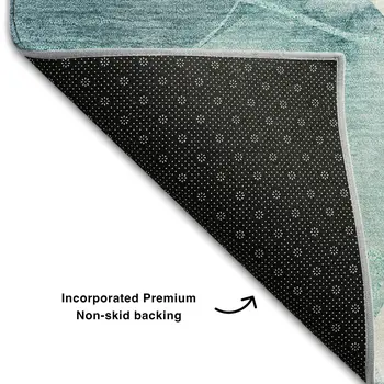 5' X 8' Teal And Ivory Abstract Washable Area Rug With UV Protection