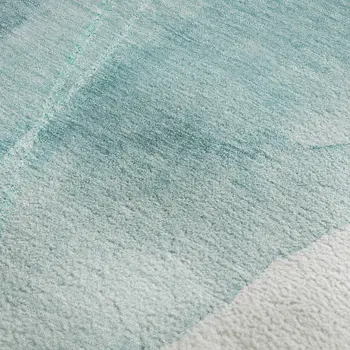 9' X 12' Teal And Ivory Abstract Washable Area Rug With UV Protection