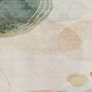 5' X 8' Beige Copper And Taupe Abstract Washable Area Rug With UV Protection