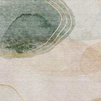 8' X 10' Beige Copper And Taupe Abstract Washable Area Rug With UV Protection