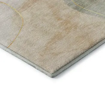 9' X 12' Beige Copper And Taupe Abstract Washable Area Rug With UV Protection