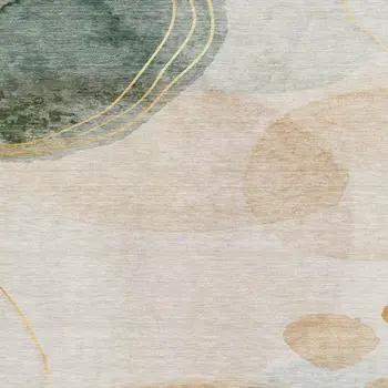 9' X 12' Beige Copper And Taupe Abstract Washable Area Rug With UV Protection