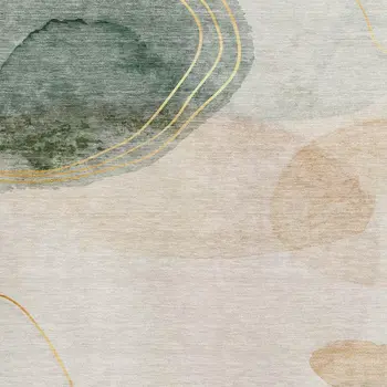 10' X 14' Beige Copper And Taupe Abstract Washable Area Rug With UV Protection