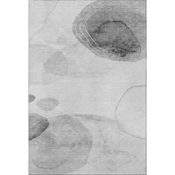 3' X 5' Gray And Ivory Abstract Washable Area Rug With UV Protection
