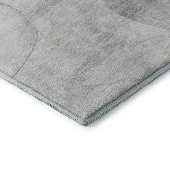 5' X 8' Gray And Ivory Abstract Washable Area Rug With UV Protection