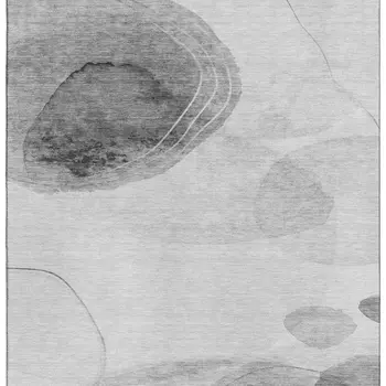 5' X 8' Gray And Ivory Abstract Washable Area Rug With UV Protection