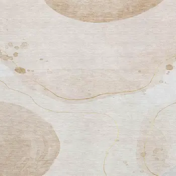 5' X 8' Beige Ivory And Teal Abstract Washable Area Rug With UV Protection