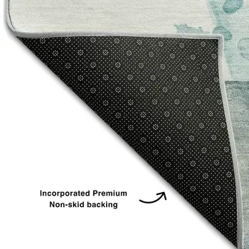 8' X 10' Beige Ivory And Teal Abstract Washable Area Rug With UV Protection