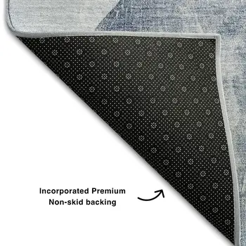 3' X 5' Blue And Gray Abstract Washable Area Rug With UV Protection