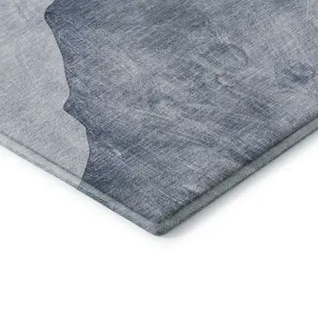 3' X 5' Blue And Gray Abstract Washable Area Rug With UV Protection
